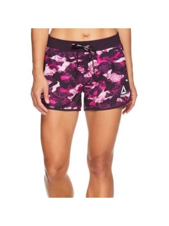 Reebok Pants - Reebok Womens Printed Essential Running Short with Pockets Pink Camouflage Med
